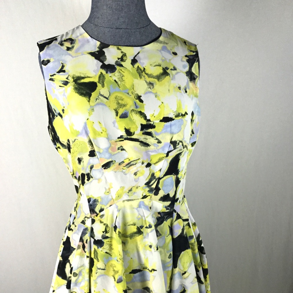 Bar III Women's Size S Yellow Floral Skater Dress